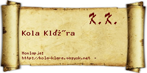 Kola Klára névjegykártya