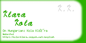 klara kola business card